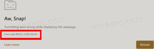 Chrome Aw Snap Error Code